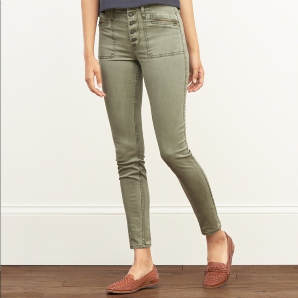 NWT A&f Olive High Rise Military Skinny Pants 00